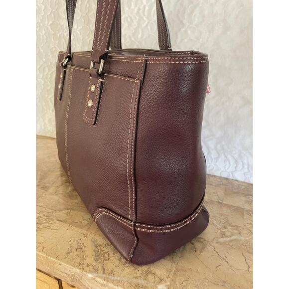 Vintage Coach Plum Penelope large pebble leather shoulder bag tote Serial F13960 - Picture 5 of 10